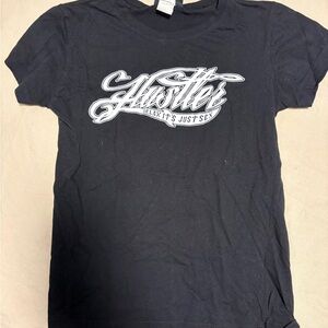 Hustler Hollywood Black Short Sleeve Tee with White Script Logo